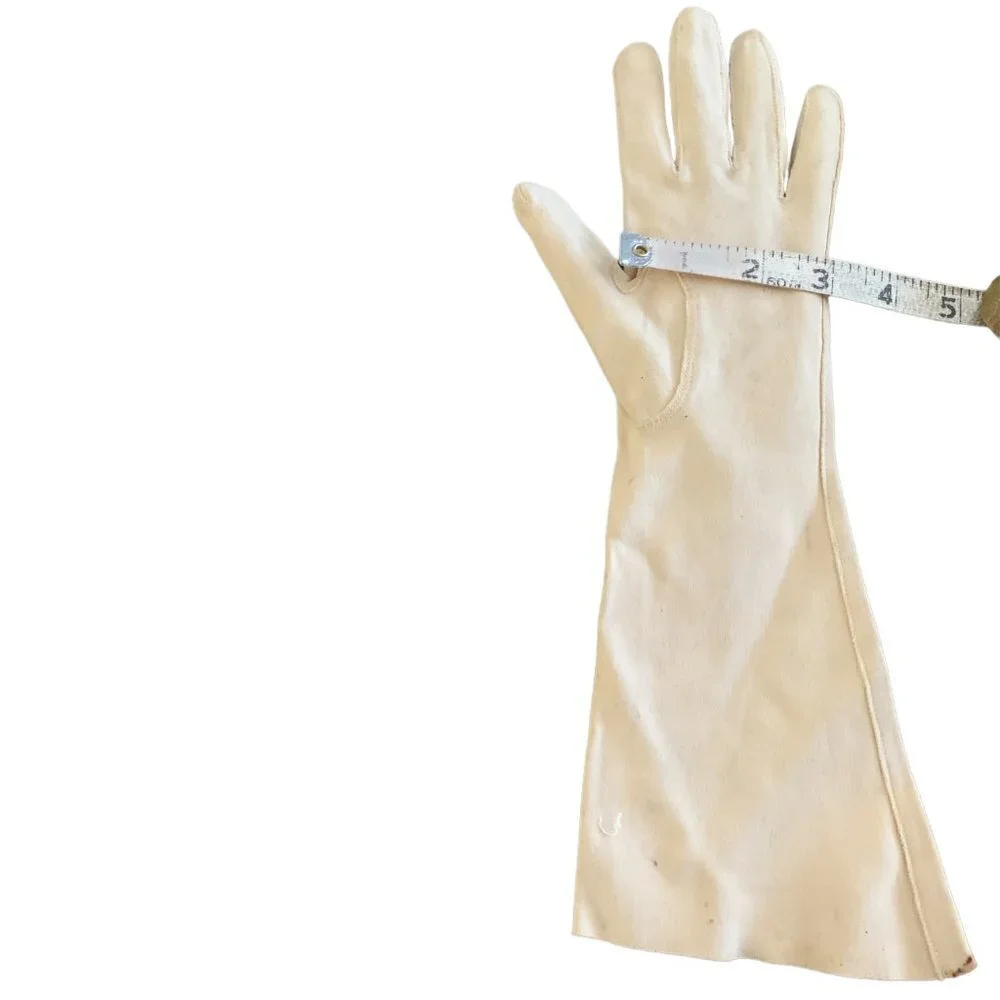 VTG Kerrybrooke Sears Sz 7-1/2 Ladies Long‎ Cotton Gloves Off-White/Beige #92Q